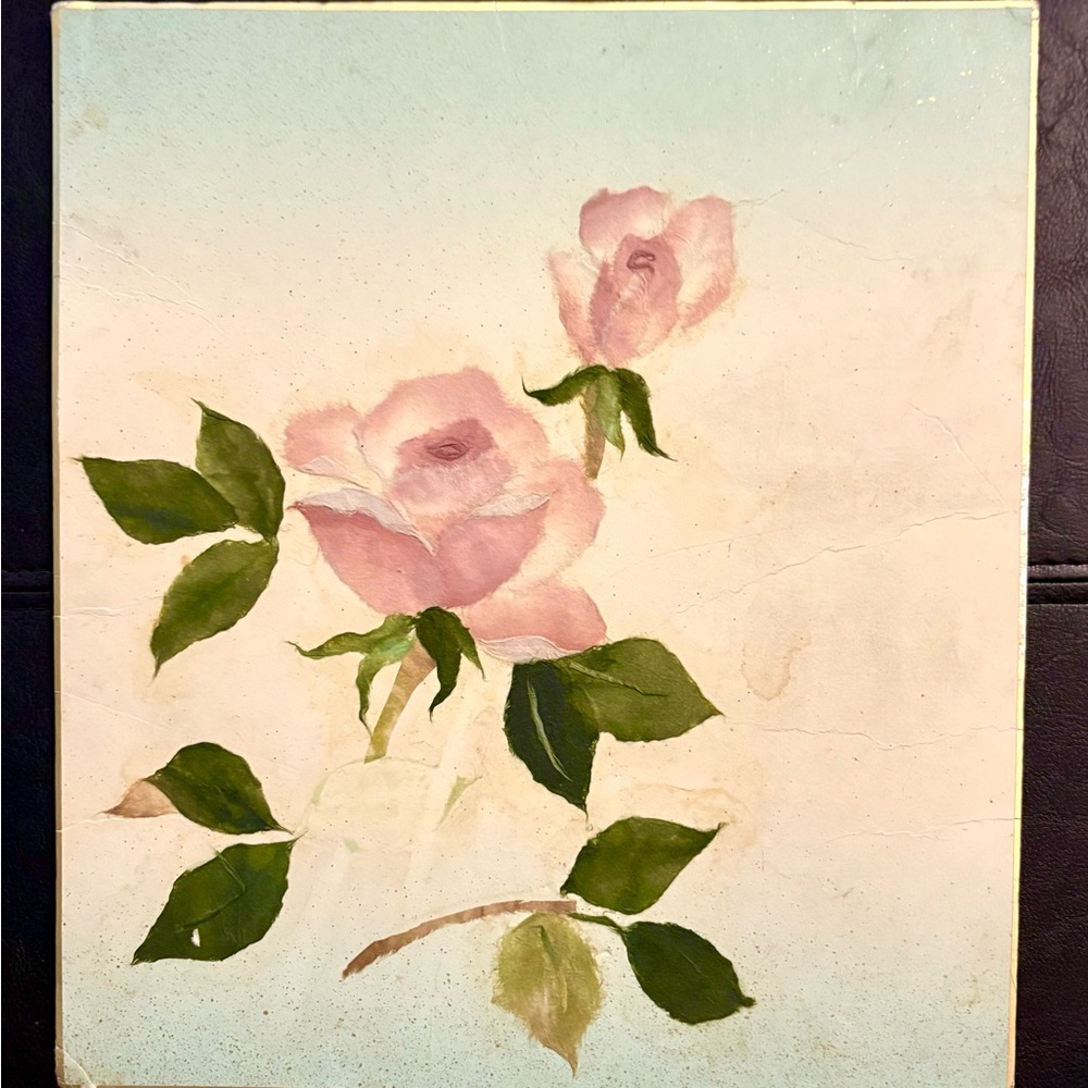 Floral Canvas Art with Pink Roses